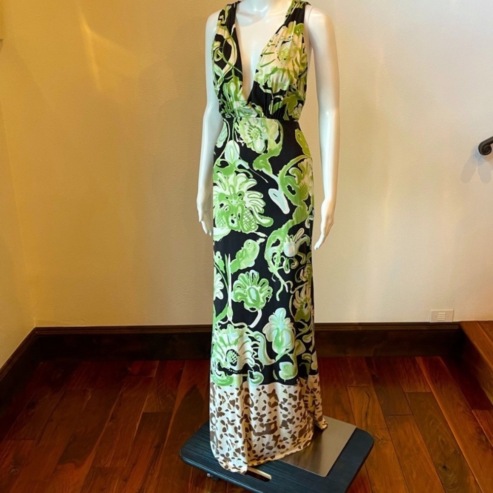 Emilio Pucci Black and Green Floral Wedding Dress
